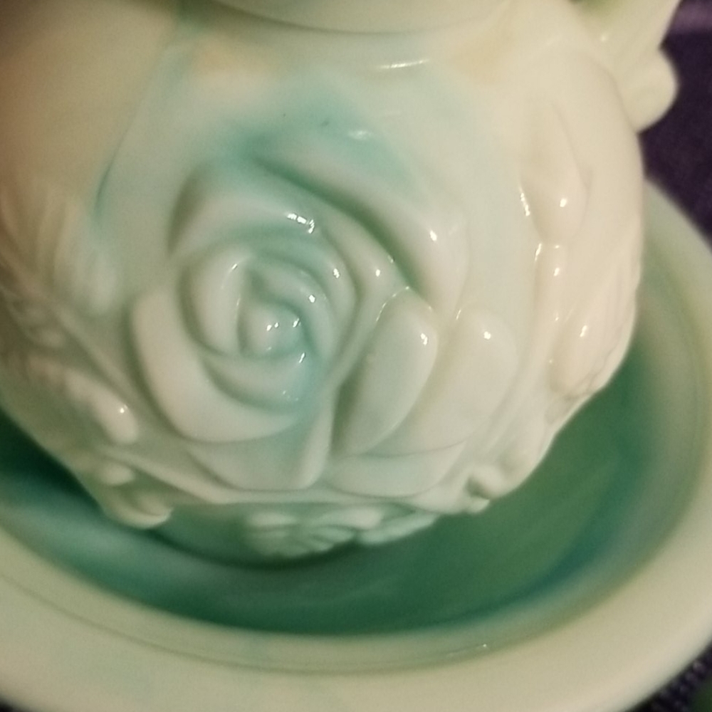 Avon Slag Glass Jadeite Pitcher with Basin Bowl - Picture 7 of 11